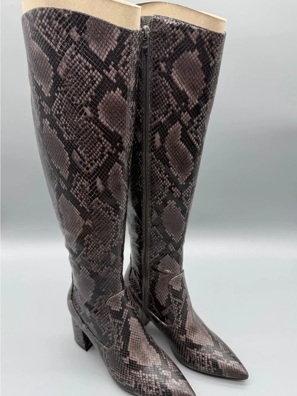 Women’s US 8 M Marc Fisher Retie 2 Faux Snakeskin Knee Boots NEW